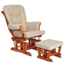 Load image into Gallery viewer, AFG Baby Furniture Sleigh Glider Chair and Ottoman in Cherry/Beige Cushion - Freddie and Sebbie