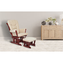 Load image into Gallery viewer, AFG Baby Furniture Sleigh Glider Chair and Ottoman in Cherry/Beige Cushion - Freddie and Sebbie