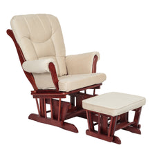 Load image into Gallery viewer, AFG Baby Furniture Sleigh Glider Chair and Ottoman in Cherry/Beige Cushion - Freddie and Sebbie