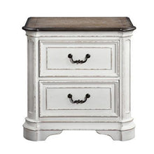 Load image into Gallery viewer, Florian Nightstand with 2 Storage Drawers, Antique White & Oak Finish