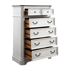 Load image into Gallery viewer, Florian Tall 6 Drawer Chest Dresser in Antique White & Oak Finish
