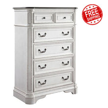 Load image into Gallery viewer, Florian Tall 6 Drawer Chest Dresser in Antique White & Oak Finish