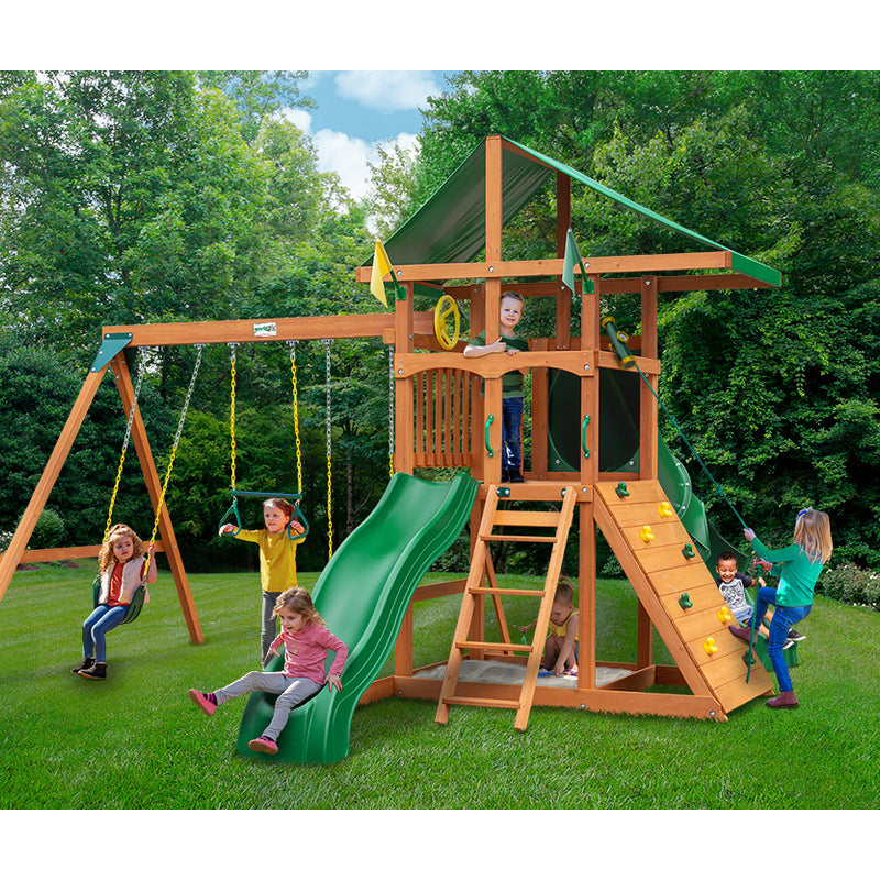 PlayNation Outdoor Wooden Slide Swing Set - Freddie and Sebbie