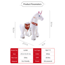 Load image into Gallery viewer, Products Ride on Horse - White Unicorn Ride-on Toy-Model U 2021 by PonyCycle