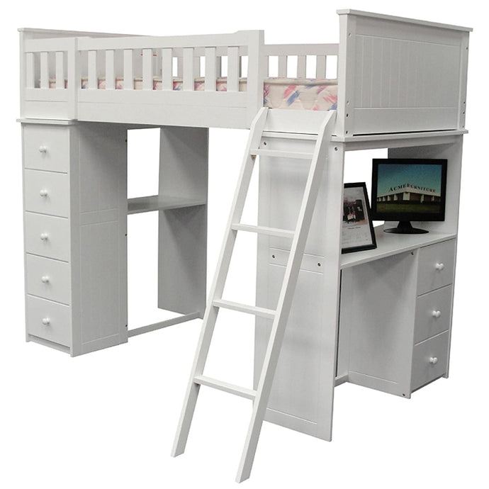 ACME Furniture Willoughby Loft Bed With Stairs White - Freddie and Sebbie