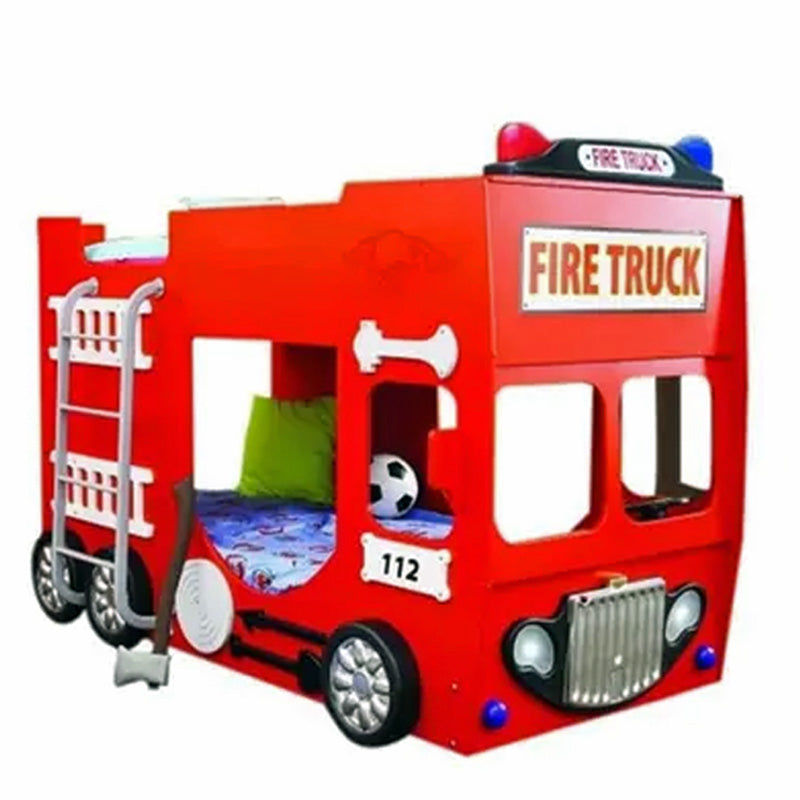 Maxima House Fire Truck Kids Bunk Bed- Red