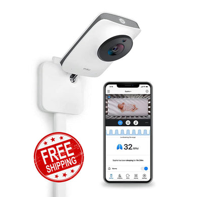 Miku Pro Smart Baby Monitor with Wall Mount Kit - White - Freddie and Sebbie
