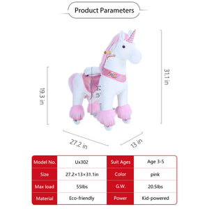 Ride on Horse - Pink Unicorn Ride-on Toy-Model U 2021 by PonyCycle